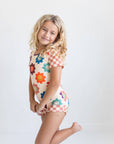 Kids Rainbow Retro Smiley Face Checkered Dance Gym Leotard