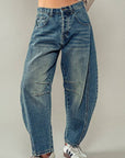 Distressed Essence Barrel Jeans