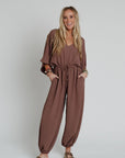 New Love Relaxed Drawstring Jumpsuit - Mocha