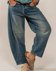 Distressed Essence Barrel Jeans