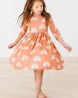 Rainbows in Fall 3/4 Sleeve Twirl Dress