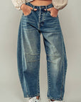 Distressed Essence Barrel Jeans