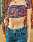 Hippie Boho Silk Bandeau Wrap Top, Multi Way Headband WRAP