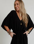 New Love Relaxed Drawstring Jumpsuit - Black