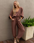 New Love Relaxed Drawstring Jumpsuit - Mocha