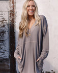 Meadow Long Sleeve Tunic Dress - Mushroom