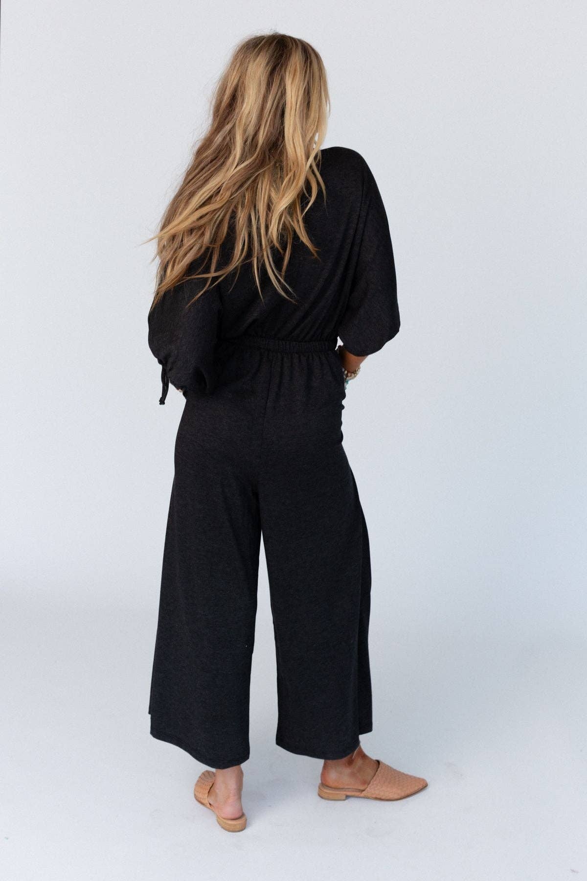 Carolina Comfy Wide Leg Jumpsuit - Charcoal