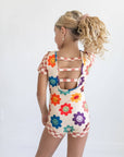 Kids Rainbow Retro Smiley Face Checkered Dance Gym Leotard