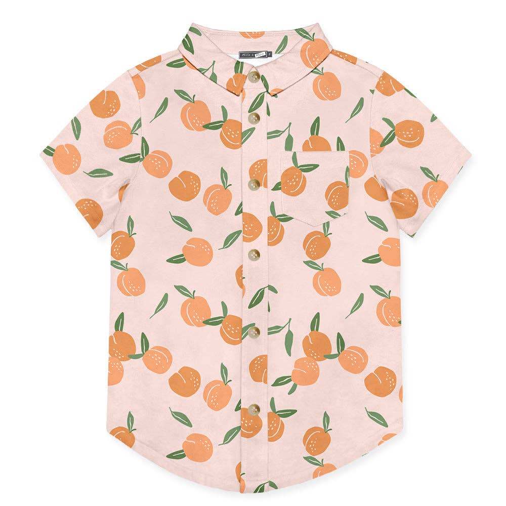 Boys Pink Oranges Short-Sleeve Button-Up