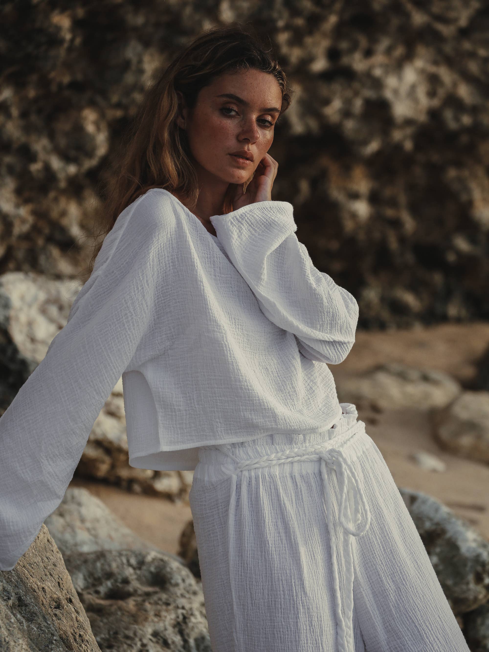 Paloma Paper Bag Pants - White