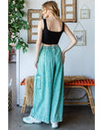 WASHED 3D POCKET SLOUCHY WIDE LEG PANTS