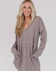 Meadow Long Sleeve Tunic Dress - Mushroom