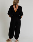 New Love Relaxed Drawstring Jumpsuit - Black