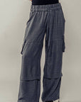 Wide Leg Utility Drawstring Fastener Cargo Pants