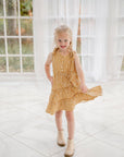 EG Organic Tiered Tie- Dress - Golden Gingham