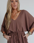 New Love Relaxed Drawstring Jumpsuit - Mocha