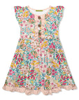 Girls Light Pink Christie Flower Button-Front Dress