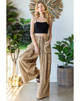 WASHED 3D POCKET SLOUCHY WIDE LEG PANTS