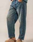 Distressed Essence Barrel Jeans