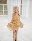 EG Organic Tiered Tie- Dress - Golden Gingham