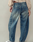 Distressed Essence Barrel Jeans