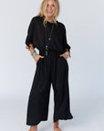 Carolina Comfy Wide Leg Jumpsuit - Charcoal