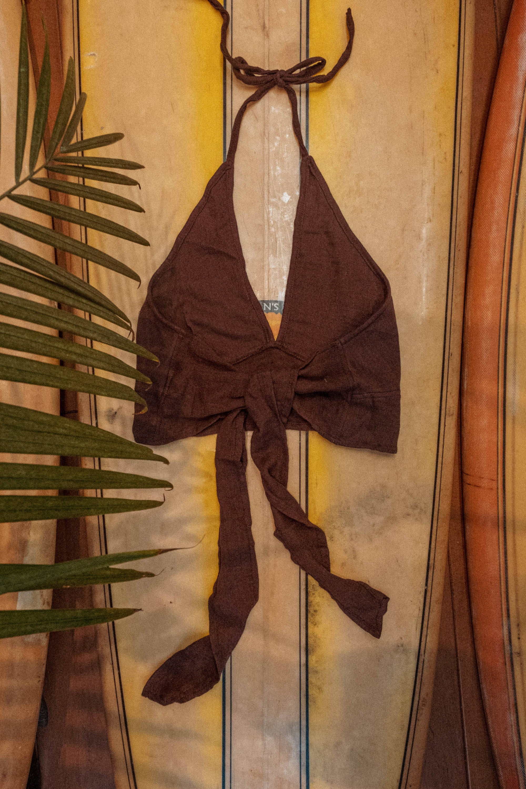 Organic Cotton Bamboo Bralette, Beachy Tie Back Cozy Bra Top