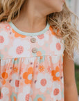 Kids Sage & Rust Retro Flower Spring Summer Short Set - Next Generation Boutique