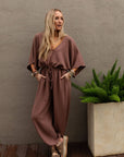 New Love Relaxed Drawstring Jumpsuit - Mocha